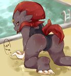  butt claws female moko_luffy nintendo one-piece_swimsuit pok&#233;mon pok&eacute;mon pool solo swimsuit video_games water weavile wet 