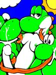  breasts cum cumshot dickgirl dinosaur female herm intersex male mario_bros nintendo nipples orgasm penis reptile scalie tongue unknown_artist video_games yoshi 