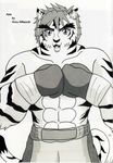  anthro anzu_mikazuki bad_art boxer boxing_gloves comic fail feline greyscale lion m_(artist) male mammal monochrome solo topless 