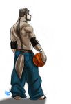  back basketball canine enydimon male muscles pants pose solo topless white_background wolf 