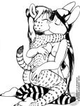  anthro breasts brian_mcpherson duo eyes_closed feline female kissing lagomorph lesbian mammal nipples nude plain_background rabbit serval sex white_background 