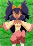  dark_skin female gym_leader highres iris_(pokemon) nature plant pokemon pokemon_(game) pokemon_black_and_white pokemon_bw purple_hair smile solo 