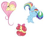 &hearts; apple apple_bloom_(mlp) applebloom_(mlp) bamboodog bamboomongrel cub curled_up cute cutie_mark design equine fan female feral fluttershy_(mlp) friendship_is_magic fruit hair horse mammal my_little_pony pegasus plain_background pony portrait rainbow_dash_(mlp) twirl upside_down white_background wings young 