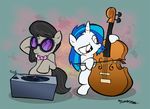  cello dj_pon3_(mlp) equine eyewear female feral friendship_is_magic glasses horn horse mammal music musical_instrument my_little_pony octavia_(mlp) pony sunglasses turntable unicorn vinyl_scratch_(mlp) violin willdrawforfood1 