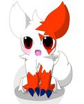  &#33564;&#38899;&#12450;&#12461; ???? blush cub fur markings nintendo plain_background pok&#233;mon pok&eacute;mon red_eyes red_markings solo teeth video_games white_background white_fur young zangoose 