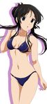  akiyama_mio bikini black_bikini black_hair breasts cameltoe cleavage covered_nipples grey_eyes highres k-on! long_hair medium_breasts midriff nanashi_noiji navel solo swimsuit 