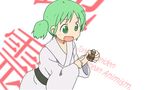  arawi_keiichi_(style) bad_id bad_pixiv_id blush bucket green_eyes green_hair hyadain_no_kakakata_kataomoi_-_c kisume nichijou open_mouth parody short_hair smile solo style_parody touhou twintails ume_(plumblossom) 