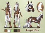  astray braids brown equine female green_eyes horse kannos markings model_sheet nude pangur_b&aacute;n solo star_(artist) white white_cat 