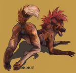  all_fours ass_up female hyena lingerie mane_hair piercing pink_hair solo toulouse 
