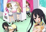  absurdres akiyama_mio arcade bad_id bad_pixiv_id blush_stickers doseisan highres hirasawa_yui k-on! kotobuki_tsumugi laughing multiple_girls nakano_azusa neki_(wakiko) pantyhose photo_booth scared school_uniform stuffed_toy stylus tainaka_ritsu 