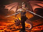  2010 4:3 anthro clothed clothing dr_comet dragon dual_wielding hi_res holding_melee_weapon holding_object holding_sword holding_weapon male melee_weapon membrane_(anatomy) membranous_wings mythological_creature mythological_scalie mythology nickolas scalie solo sword tail wallpaper warrior weapon wings 