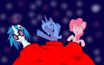  alicorn equine female friendship_is_magic fur horn horse mammal my_little_pony pink_fur pinkie_pie_(mlp) pony princess_luna_(mlp) space stars unicorn unknown_artist vinyl_scratch_(mlp) 