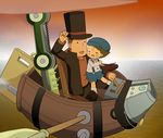  brown_hair child flying happy hat hershel_layton level-5 luke_triton ocean okada555 professor_layton smile 