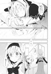  ahoge alice_margatroid comic doujinshi greyscale highres hourai_doll monochrome morino_hon multiple_girls shanghai_doll sleeping snow touhou translated 