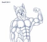  canine flexing hair male mammal muscles nipples nude pose solo wolf z zwolf zwolf_(character) 