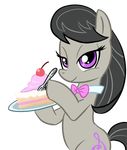  black_hair bow_tie cake equine female food friendship_is_magic hair horse looking_at_viewer mammal my_little_pony octavia_(mlp) plain_background pony solo transparent_background unknown_artist 