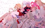  5girls ammi arisugawa_juri chu_chu_(shoujo_kakumei_utena) closed_eyes flower himemiya_anthy kaoru_miki kawakami_tomoko kiryuu_nanami kiryuu_touga lying multiple_boys multiple_girls petals purple_flower purple_rose rose rose_petals saionji_kyouichi school_uniform serafuku shinohara_wakaba shoujo_kakumei_utena tenjou_utena 