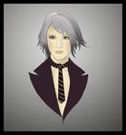  bust eyes girl green grey hair highres necktie silver silver_hair solo tie upper_body violet 