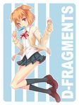  1girl bad_id bad_pixiv_id d-frag! food ice_cream kazama_noe orange_eyes orange_hair popsicle ribbon school_uniform short_twintails solo twintails 