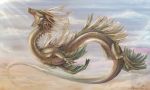  2018 ambiguous_gender day detailed_background digital_media_(artwork) dragon eastern_dragon feral flying gelangweiltertoaster green_eyes outside sky solo spines 