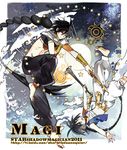  aladdin_(magi) baggy_pants barefoot black_hair blue_hair braid flute instrument jewelry judal long_hair magi_the_labyrinth_of_magic male_focus midriff moon multiple_boys neck_ring open_mouth pants red_eyes single_braid star starshadowmagician upside-down vest wand 