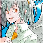  genderswap gray_hair grey_hair lowres nagisa_kaworu neon_genesis_evangelion oekaki orange_eyes tabris wings 