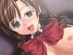  artist_request blush breasts clala glasses large_breasts nipple nipples quiz_magic_academy smile 