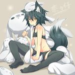  animal_ears bad_id bad_pixiv_id bare_shoulders bike_shorts black_hair black_legwear borrowed_character breasts feet flat_chest fox_ears fox_tail kazami_ryouya midriff nanashi_(ganesagi) original short_hair sitting small_breasts solo tail tank_top thighhighs underboob yellow_eyes 