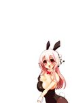  animal_ears artist_request blush breasts bunny_girl bunnysuit character_request cleavage highres huge_breasts nitroplus smile sonico soniko super_sonico tail 