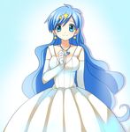  blue_eyes blue_hair dress elbow_gloves gloves gown hair_ornament houshou_hanon jewelry long_hair mermaid_melody_pichi_pichi_pitch miru necklace solo star star_hair_ornament 