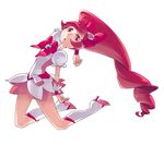  abe_(f!mixture) bad_id bad_pixiv_id boots bow cure_blossom full_body hanasaki_tsubomi heartcatch_precure! knee_boots kneeling long_hair magical_girl no_choker open_mouth pink pink_bow pink_eyes pink_hair precure simple_background solo 