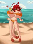  &hearts; &lt;3 beach big_breasts big_nipples bikini blitza breasts cat clothed clothing eeveelution feline female fur green_eyes growing hair huge_breasts hyper hyper_breasts jolteon koneko male mammal nintendo nipple_slip nipples oversized_breasts pok&#233;mon pok&eacute;mon red_hair seaside size_difference skimpy spazzykoneko standing surprise surprised swimsuit tail tight_clothing torn_clothing video_games water yellow yellow_fur 