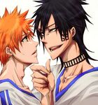  2boys bleach hisagi_shuuhei kurosaki_ichigo multiple_boys nijinuma_ui shuuhei_hisagi tatoo tattoo 