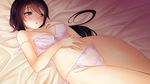 bed black_hair blush bra censored hinasaki panties sengoku_hime underwear 