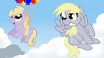  balloons cloud clouds cub cutie_mark derpy_hooves_(mlp) dinky_hooves_(mlp) equine female feral friendship_is_magic horn mammal my_little_pony pegasus scared unicorn unknown_artist wallpaper widescreen wings young 