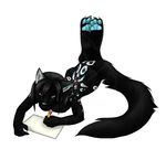  bioluminescence black canine feline female glowing hindpaw hybrid nix nix_(character) nude paper pencil solo 