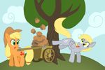  cutie_mark derpy_hooves_(mlp) duo equine female feral friendship_is_magic grass horse mammal muffins my_little_pony pegasus pony shutterflye tree wings wood 