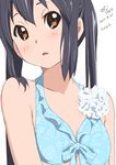  2011 black_hair brown_eyes close-up dated errant k-on! long_hair nakano_azusa solo swimsuit twintails upper_body 