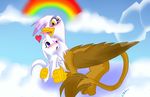  &hearts; avian blush cloud clouds female friendship_is_magic gilda_(mlp) gryphon imminent_death licking my_little_pony nom nom_nom_nom om_nom_nom rainbow sky tongue white_crest wings 