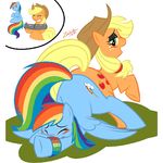  animated applejack_(mlp) ass_up blonde_hair blue_fur blush bracelet cutie_mark dildo equine female feral friendship_is_magic fur gif hair hat horse jewelry lesbian mammal multi-colored_hair my_little_pony pegasus plain_background pony rainbow_dash_(mlp) rainbow_hair sex sex_toy toy white_background wings zajice 