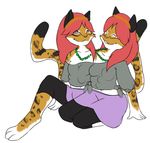  conjoined feline female kythyn mammal multi_breast multi_limb multilimb ocelot phantomapfel plain_background purplepinapples what_has_science_done white_background 