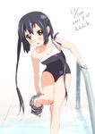  2011 black_hair brown_eyes dated errant k-on! long_hair nakano_azusa solo swimsuit twintails undressing 