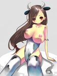  1girl animal_ears arm_support blush breasts brown_hair cosplay cow_ears cow_girl cow_horns cow_print cow_tail error fake_animal_ears female final_fantasy final_fantasy_vii grey_background horns huge_breasts lactation leotard long_hair looking_at_viewer nipples red_eyes shacoco simple_background sitting solo tail thighhighs tifa_lockhart 