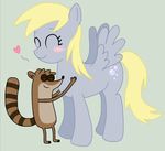  couple crossover cutie_mark derpy_hooves_(mlp) duo equine erw female feral friendship_is_magic hug male mammal my_little_pony pegasus raccoon regular_show rigby wings 