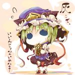  bad_id bad_pixiv_id blue_eyes bow chibi doromizu green_hair hat ribbon rod_of_remorse shiki_eiki short_hair solo touhou translated 