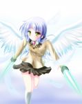  angel_beats! asahi_(ge_nyu) bad_id bad_pixiv_id blazer blue_hair hand_sonic highres jacket long_hair school_uniform solo tenshi_(angel_beats!) wings yellow_eyes 