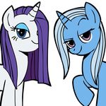  duo equine eyeshadow female feral friendship_is_magic fur horn horse makeup mammal my_little_pony rarity_(mlp) trixie_(mlp) unicorn unknown_artist white_fur 