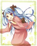  amane_kurumi blue_hair character_request copyright_request japanese_clothes kimono long_hair solo twintails yellow_eyes 