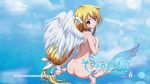  angel angel_wings angeloid artist_request ass astraea barefoot blonde_hair breasts censored choker cloud convenient_censoring feet female highres legs long_hair looking_at_viewer looking_back nude nyantype outdoors red_eyes sideboob sitting sky solo sora_no_otoshimono twintails very_long_hair wariza wings 