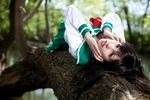  cosplay forest higurashi_kagome inuyasha lying nature on_back 